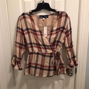 Plaid Wrap Top Size Small